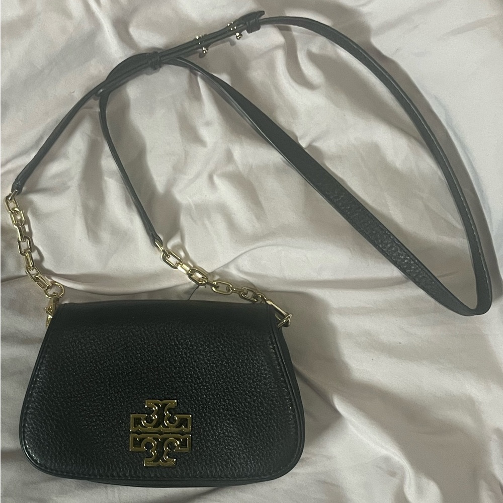 Tory Burch Black Crossbody Bag with Gold Accents